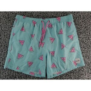 Eubi‎ Men's Swim Trunks Watermelon Print Light Blue Drawstring Size L